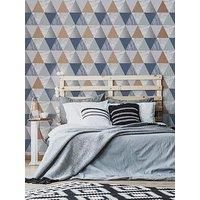 Fresco Harlequin Wallpaper - Blue / Rose Gold