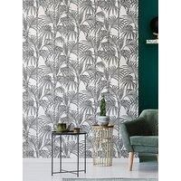 Honolulu Palm Wallpaper Silver Leaf Julien Macdonald Glitter Metallic Vinyl