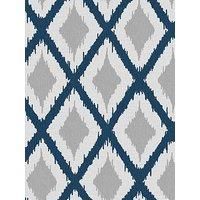 Fresco Blue/White Ikat Geometric Weave Wallpaper