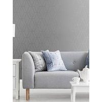 Superfresco Diamond Geo Grey/Silver Wallpaper Paper  wilko