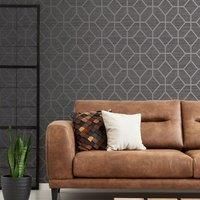 Boutique Asscher Grey Geometric Bronze effect Textured Wallpaper