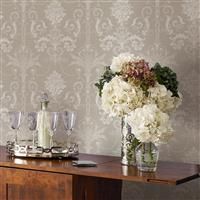 Laura Ashley Josette White/Dove Grey Wallpaper