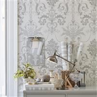 Laura Ashley Josette Dove Grey/White Wallpaper