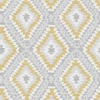 Graham & Brown Super Fresco Aztec Grey Ochre Wallpaper 113485 - Geo Diamond