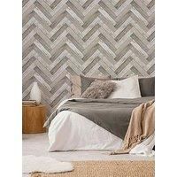 Sublime Rustic Parquet Natural and Gold Wallpaper, Natural/Gold