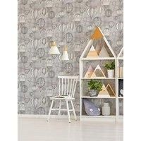 Hot Air Balloon Fiesta Wallpaper Grey Rose Gold Children's Kids