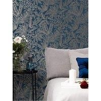 Boutique Paradise Blue Leaves Smooth Wallpaper