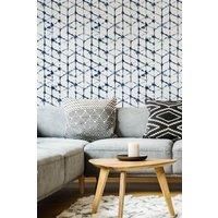 Superfresco Easy Blue & White Geometric Fabric Effect Smooth Wallpaper