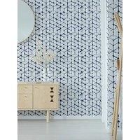 Superfresco Easy Blue & White Geometric Fabric Effect Smooth Wallpaper