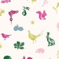 Joules Etched Woodland Crme Multi Wallpaper Sample