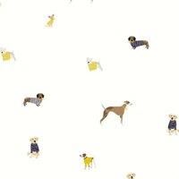 Joules Harbour Dogs Crme Wallpaper Sample