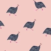 Joules Guinea Fowl Blush Pink Wallpaper