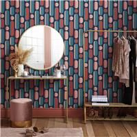 Envy Morse Coral and Navy Wallpaper
