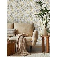 Fresco Watercolour Leaves Ochre Wallpaper