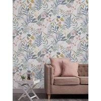 Fresco Inky Leaf Indigo and Ochre Wallpaper