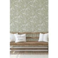 Fresco Artisan Leaf Sage Wallpaper