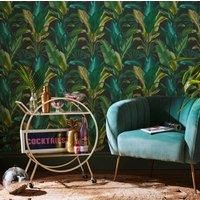 Graham & Brown Envy Leaf It Out Midnight Tropical Leaf Wallpaper