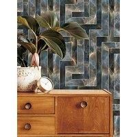 Fresco Agate Key Navy Geometric Wallpaper