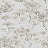 Boutique Grey Serene Seedhead Floral Wallpaper