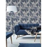 Fresco Abstract Geo - Navy Wallpaper