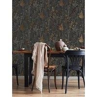 Superfresco Easy Black & Copper Metallic Organics Floral Wallpaper