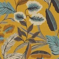 Sublime Paradise Art Floral Ochre Wallpaper