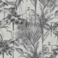 Sublime Jungle Texture Floral Mono Black/White Wallpaper