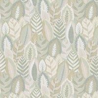 Sublime Arty Leaves Sage Wallpaper