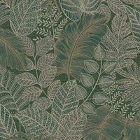 Superfresco Easy Scattered Leaves Forest Green Wallpaper Sample