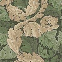 William Morris at Home Acanthus Plum 10m x 52cm Matte Wallpaper Roll Green 1,000cm L X 52cm W