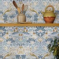 WILLIAM MORRIS AT HOME Strawberry Thief Soft Blue Wallpaper