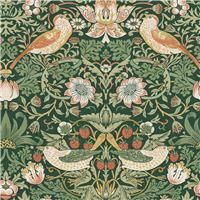 William Morris at Home Strawberry Thief Rich Green Wallpaper