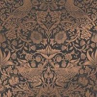 William Morris At Home Strawberry Thief Fibrous Charcoal Wallpaper - Sample