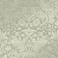 William Morris At Home Strawberry Thief Fibrous Sage Wallpaper - Sample
