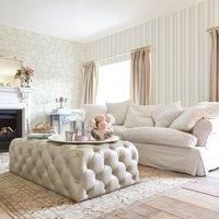 Shabby Chic by Rachel Ashwell Watercolour Stripe 10m x 52cm Wallpaper Roll Green 100cm L X 52cm W