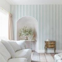 Shabby Chic by Rachel Ashwell Watercolour Stripe 10m x 52cm Wallpaper Roll Blue 100cm L X 52cm W