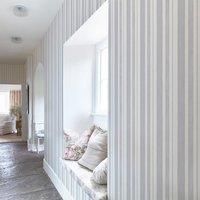 Shabby Chic by Rachel Ashwell Watercolour Stripe 10m x 52cm Wallpaper Roll Grey 100cm L X 52cm W
