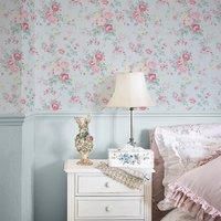 Shabby Chic by Rachel Ashwell Wild Flower Floral 10m x 52cm Wallpaper Roll Blue 100cm L X 52cm W