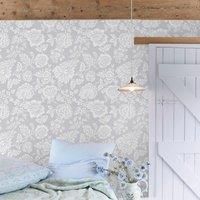 Shabby Chic by Rachel Ashwell Stipple Floral 10m x 52cm Wallpaper Roll Grey 100cm L X 52cm W