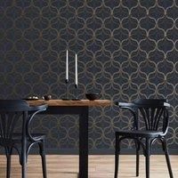 Boutique Refine Geometric Navy & Gold Wallpaper