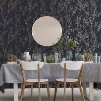 Boutique Breeze Sprig Floral Blue Wallpaper