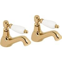 Deva Georgian Taps Bath Pillar (2 Pack) in Gold