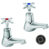 Deva Cross Handle Basin Taps with 4lpm Flow Regulator - Chrome