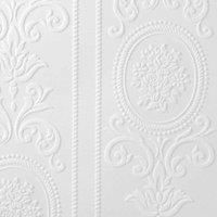 Superfresco Paintable Cameo Stripe White Durable Heavy Duty Wallpaper