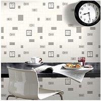 Contour Cafe Culture Kitchen Bathroom Grey Wallpaper