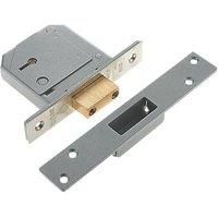 Union Fire Rated Satin Chrome BS 5-Lever Mortice Deadlock 80mm Case - 53mm Backset (6566P)