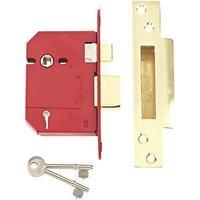 Union Locks Strongbolt 2200S BS 5-Lever Mortice Sash Lock 81mm - Brass Satin (Boxed)