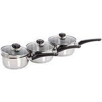 Morphy Richards Saucepans Sets With Lids, Stay Cool Handles, Themocore Technology, Stainless Steel Pan Set, 3 Piece, 16/18/20 cm