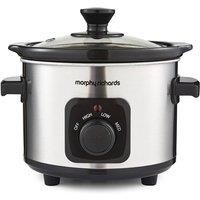 Morphy Richards 460300 Slow Cooker 1.5L, Ceramic, 1.5 liters, Brushed Steel