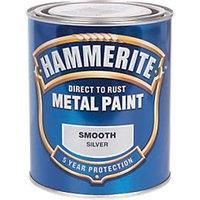 Hammerite Direct to Rust Metal Paint - Smooth Silver Finish 750ML